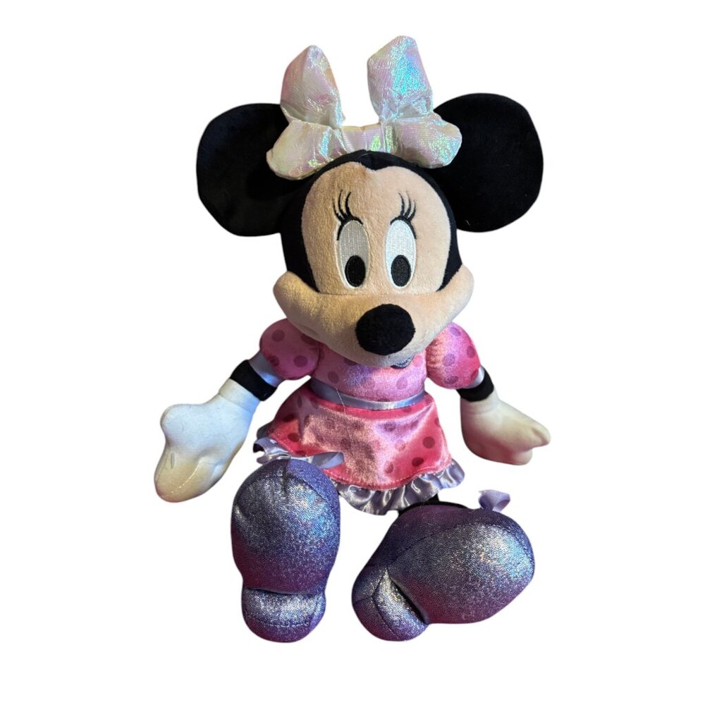 Minnie Mouse Tickled Pink Plush Talks Giggles Lights Up Disney 16 in Doll EUC
